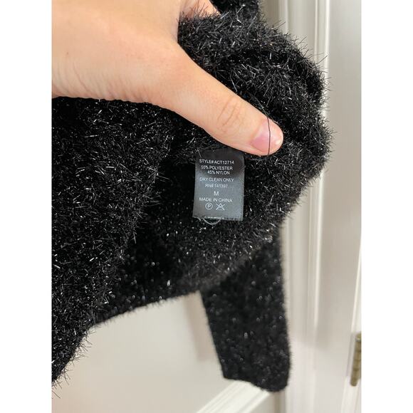 ASTR the Label Jamie Black Holiday Romantic Shimmer Party Tinsel Knit Sweater M - Picture 8 of 12